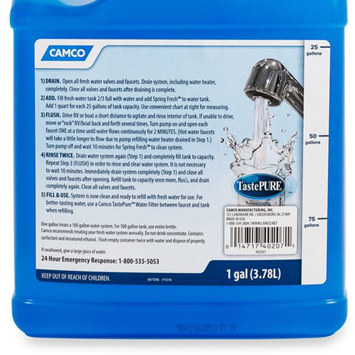 Camco TastePURE Spring Fresh 128 oz RV Water System Cleaner & Deodorizer, 2 Pack