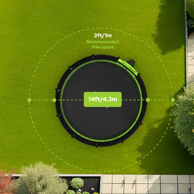 JumpFlex HERO 14' Trampoline with PROJAM Hero Basketball Hoop and Net Attachment - VMInnovations