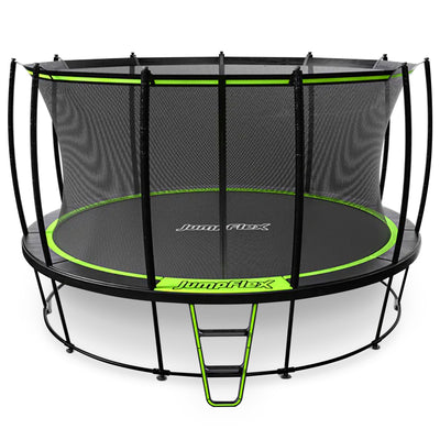 JumpFlex HERO 14' Trampoline for Kids Outdoor Play Equipment with Net & Ladder - VMInnovations