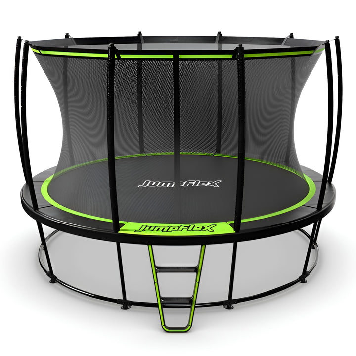 JumpFlex HERO 12' Trampoline for Kids Outdoor Play Equipment with Net & Ladder