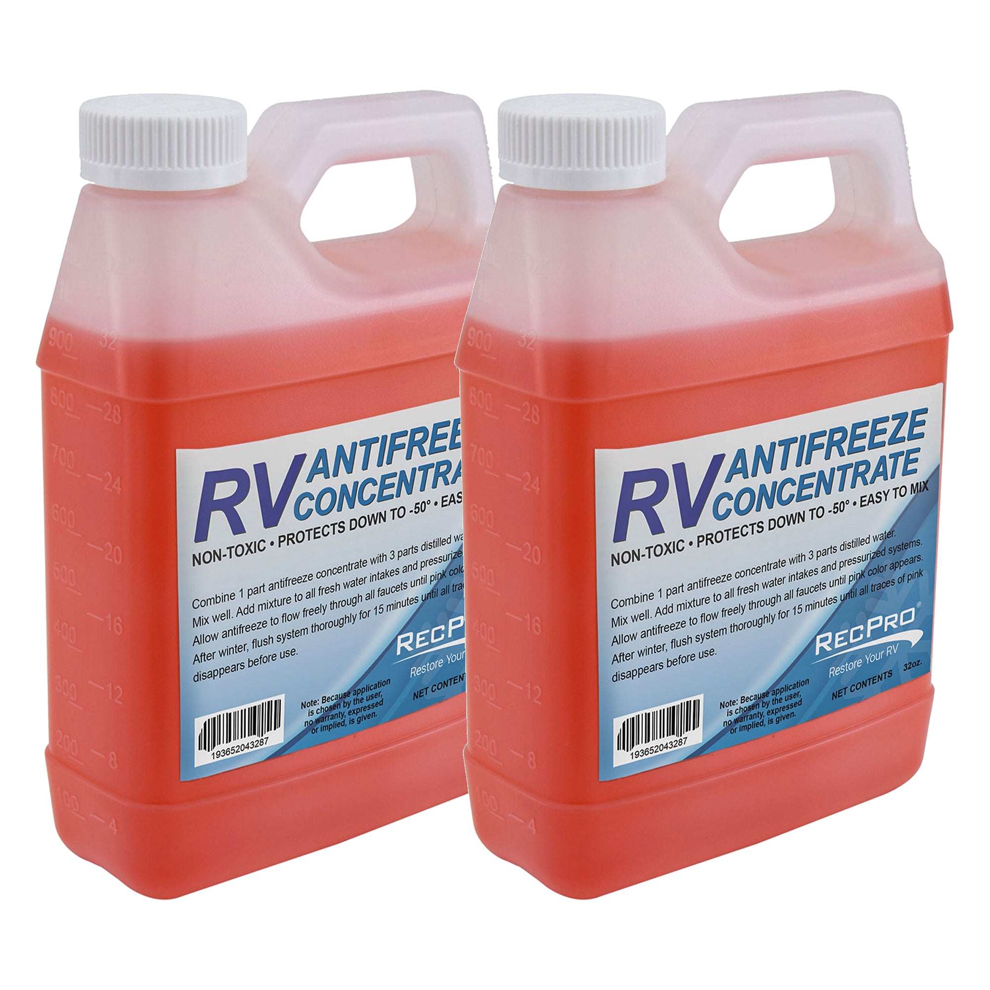 RecPro 32 Oz RV Antifreeze Concentrate Fluid for Winterizing Vehicles (2 Pack) - VMInnovations