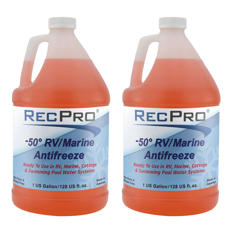 RecPro 1 Gal RV Antifreeze Concentrate Fluid for Winterizing Vehicles (2 Pack)