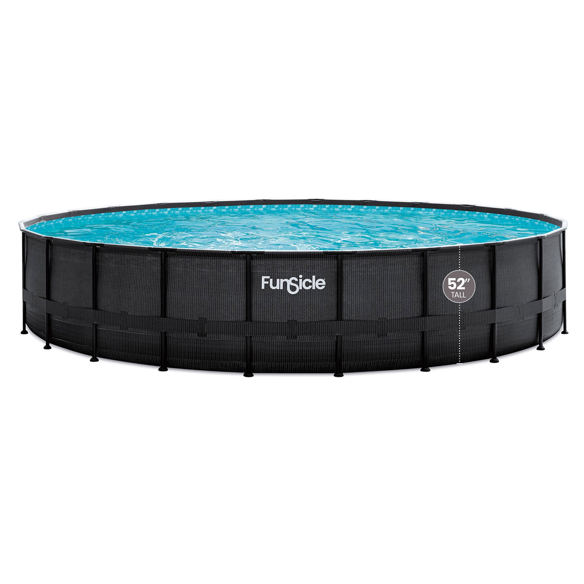 Funsicle 24' x 52" Oasis Designer Outdoor Above Ground Pool, Dark Chevron Rattan - VMInnovations