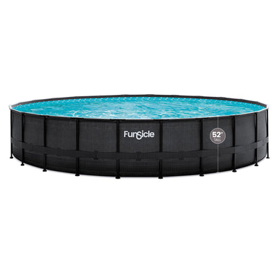 Funsicle 24' x 52" Oasis Designer Outdoor Above Ground Pool, Dark Chevron Rattan - VMInnovations