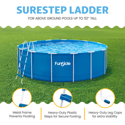 Funsicle 52 Inch SureStep 4 Stair Outdoor Above-Ground Swimming Pool Ladder - VMInnovations