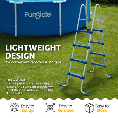 Funsicle 52 Inch SureStep 4 Stair Outdoor Above-Ground Swimming Pool Ladder - VMInnovations