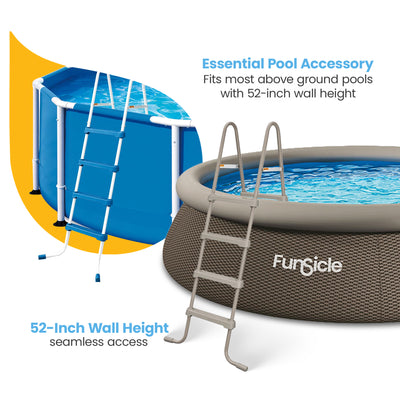 Funsicle 52 Inch SureStep 4 Stair Outdoor Above-Ground Swimming Pool Ladder - VMInnovations