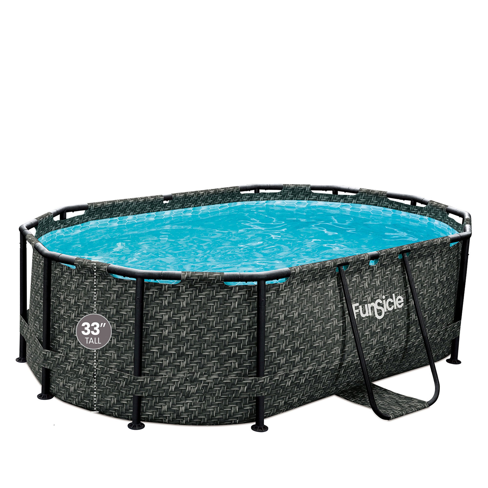 Funsicle Oasis 9'10"x6'7" Above Ground Swimming Pool, Dark Herringbone(Open Box) - VMInnovations