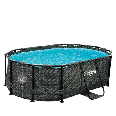 Funsicle Oasis 9'10"x6'7" Above Ground Swimming Pool, Dark Herringbone(Open Box) - VMInnovations