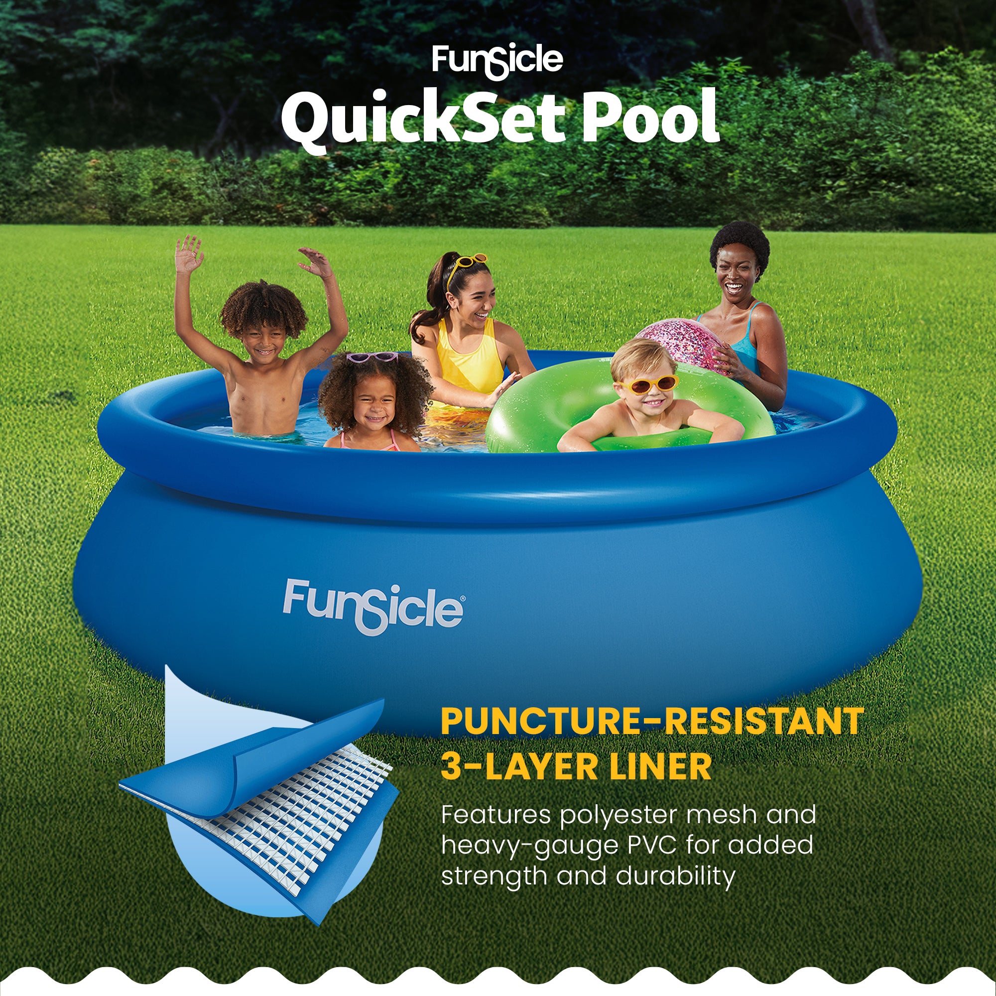 Funsicle 10' x 30" QuickSet Inflatable Ring Top Outdoor Above Ground Pool w/Pump