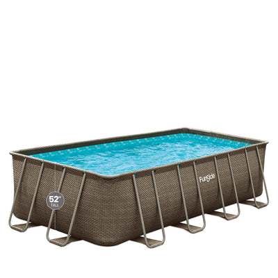 Funsicle 18'x9'x52" Oasis Rectangle Outdoor Above Ground Swimming Pool, Brown
