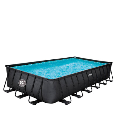 Funsicle 24'x12'x52" Oasis Rectangle Outdoor Above Ground Swimming Pool, Black