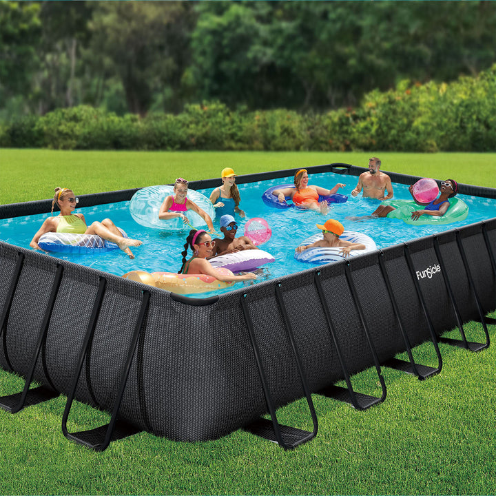 Funsicle 24'x12'x52" Oasis Rectangle Outdoor Above Ground Swimming Pool (Used)