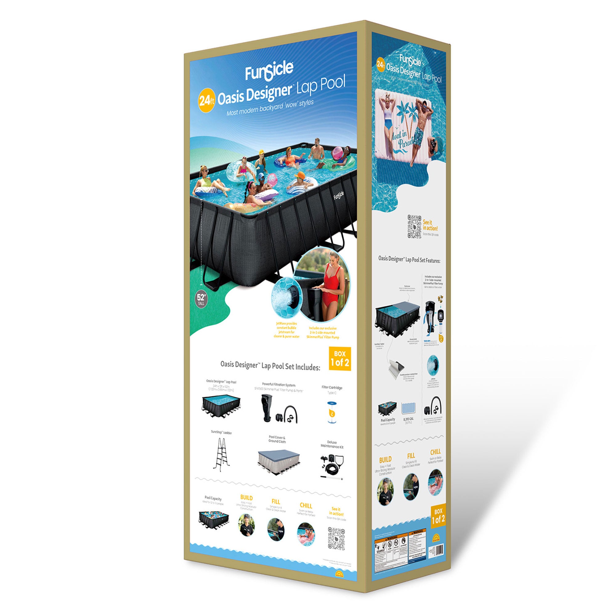 Funsicle 24'x12'x52" Oasis Rectangle Outdoor Above Ground Swimming Pool (Used) - VMInnovations
