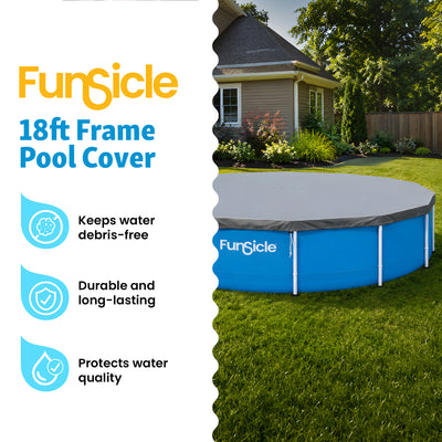 Funsicle 18 Foot Durable Round Pool Cover for Oasis and Activity Pools, Gray - VMInnovations