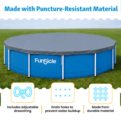 Funsicle 18 Foot Durable Round Pool Cover for Oasis and Activity Pools, Gray - VMInnovations