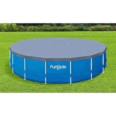 Funsicle 18ft Durable Round Pool Cover for Oasis & Activity Pools,Gray(Open Box)