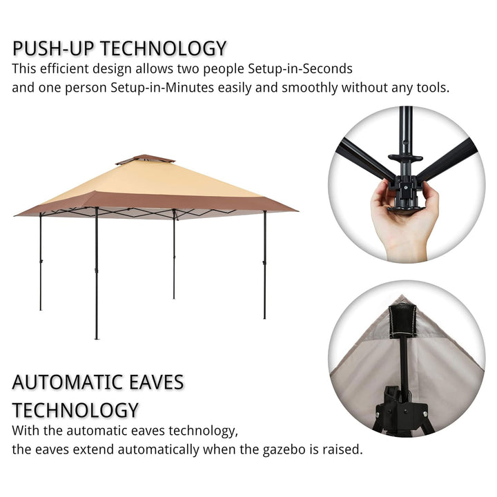 Suntime 12x12 Pop Up Gazebo Solar Light Screen Canopy Cover, Brown (For Parts)
