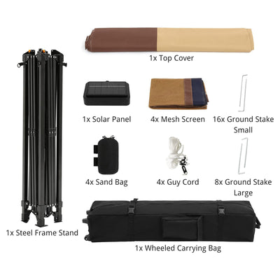 Suntime 12x12 Pop Up Gazebo Solar Light Screen Canopy Cover, Brown (For Parts) - VMInnovations