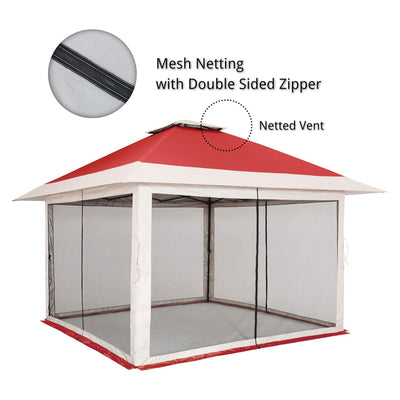 Suntime 12x12 Instant Pop Up Gazebo Solar Light Screen Canopy Shelter,Red (Used) - VMInnovations