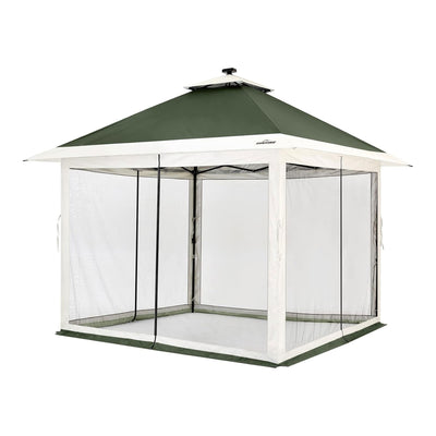 Suntime 12x12 Instant Pop Up Gazebo Solar Light Screen Canopy Tent Cover, Green - VMInnovations