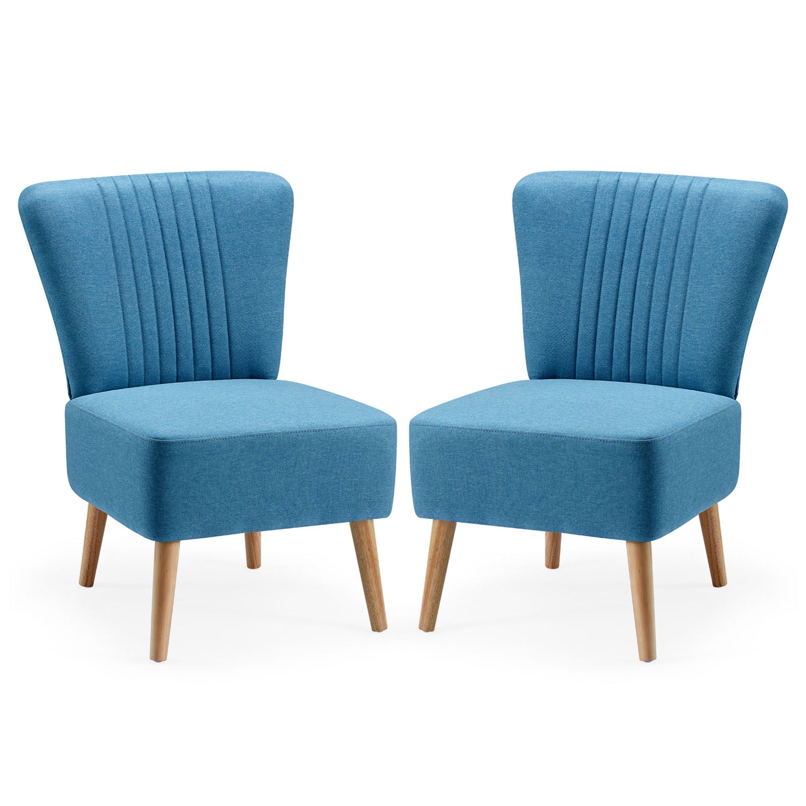 JOMEED Set of 2 Contemporary Padded Chairs w/Wooden Legs, Blue (Open Box) - VMInnovations