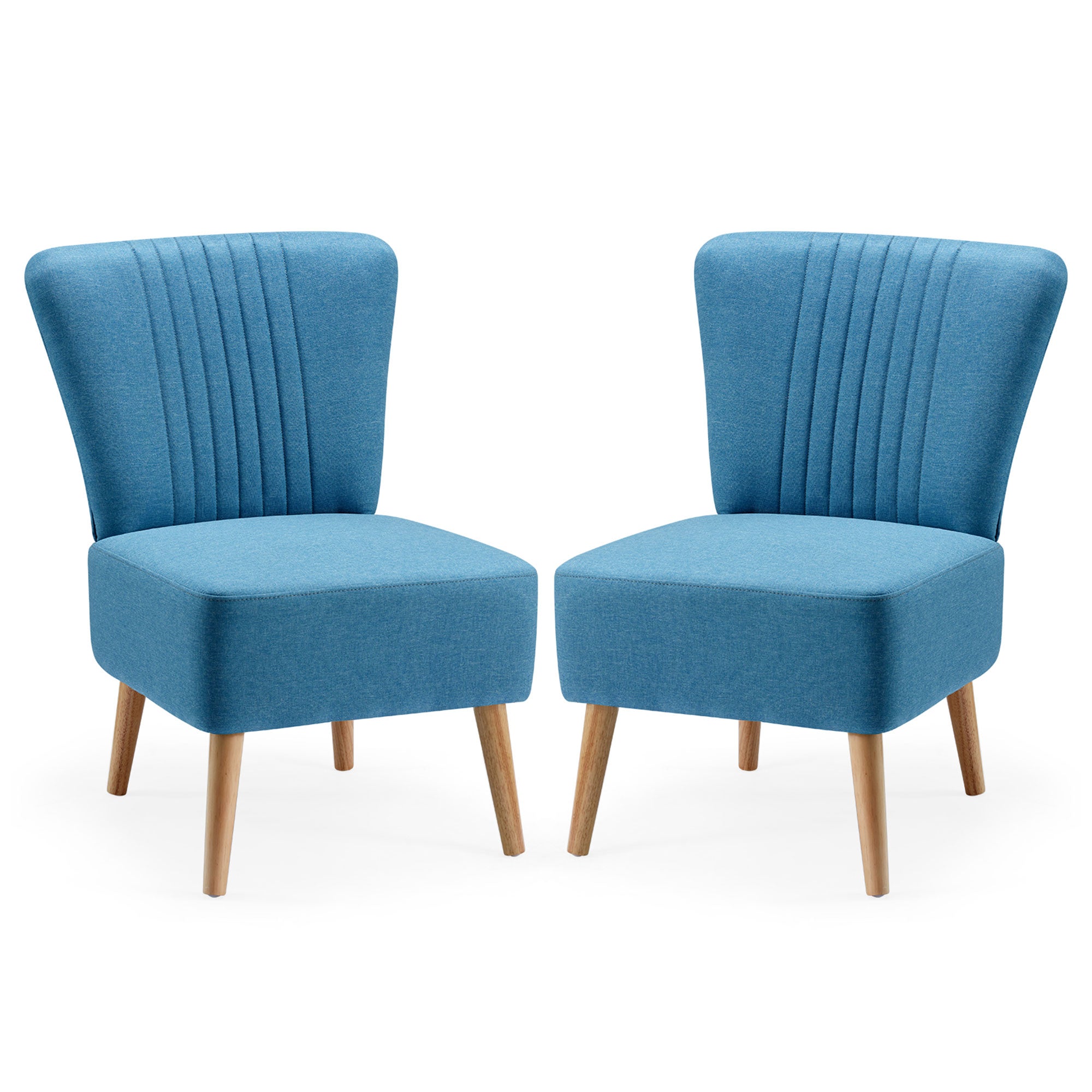 JOMEED Set of 2 Contemporary Padded Chairs w/Wooden Legs, Blue (Open Box) - VMInnovations