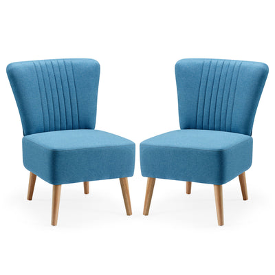 JOMEED Set of 2 Contemporary Padded Chairs w/Wooden Legs, Blue (Open Box) - VMInnovations
