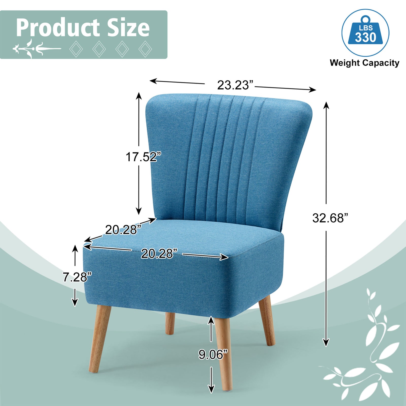 JOMEED Set of 2 Contemporary Padded Chairs w/Wooden Legs, Blue (Open Box) - VMInnovations