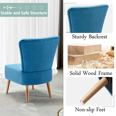 JOMEED Set of 2 Contemporary Padded Chairs w/Wooden Legs, Blue (Open Box) - VMInnovations