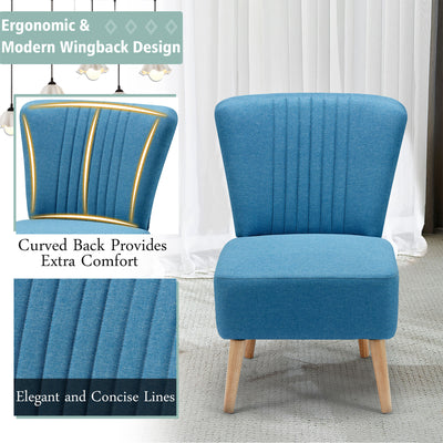 JOMEED Set of 2 Contemporary Padded Chairs w/Wooden Legs, Blue (Open Box) - VMInnovations