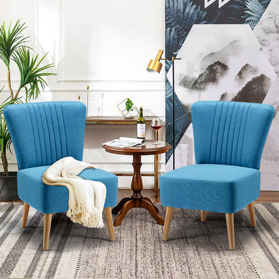 JOMEED Set of 2 Contemporary Padded Chairs w/Wooden Legs, Blue (Open Box) - VMInnovations