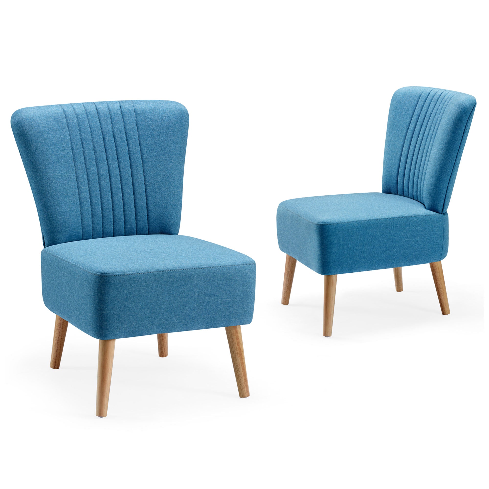 JOMEED Set of 2 Contemporary Padded Chairs w/Wooden Legs, Blue (Open Box) - VMInnovations