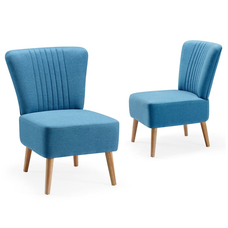 JOMEED Set of 2 Contemporary Padded Home Accent Chairs with Wooden Legs, Blue