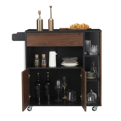 JOMEED Home Island Rolling Cart with Storage Drawers & Towel Rack (Open Box)
