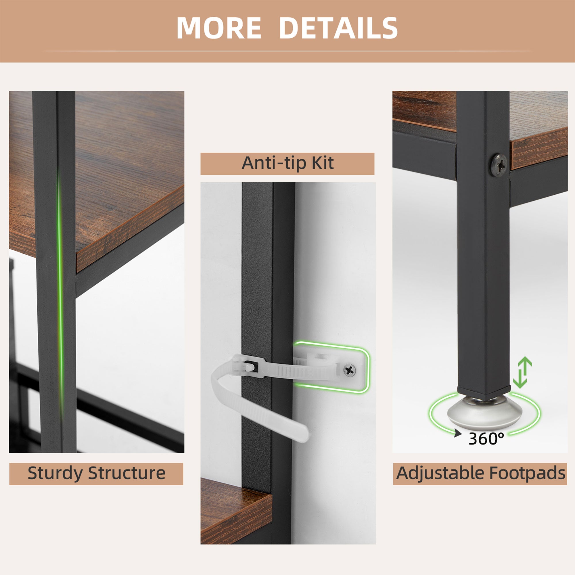 JOMEED 7 Tier Industrial Steel Open Display Asymmetrical Bookshelf Organizer - VMInnovations
