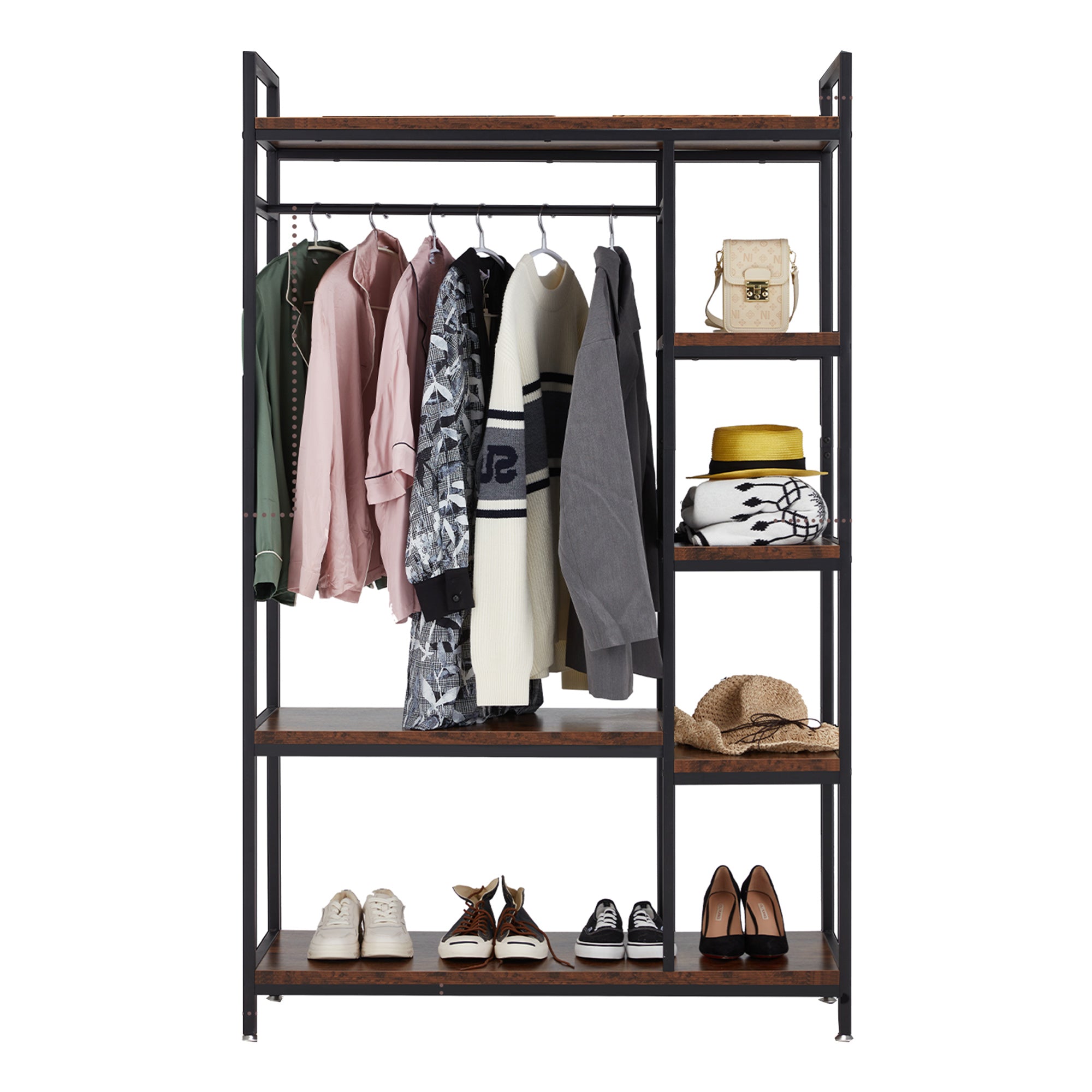 JOMEED Freestanding Closet Clothing Rack Organizer with Shelves and Hanging Rod - VMInnovations