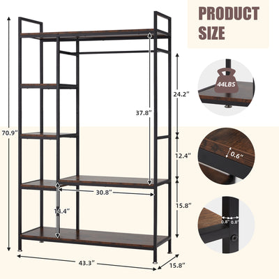 JOMEED Freestanding Closet Clothing Rack Organizer with Shelves and Hanging Rod - VMInnovations