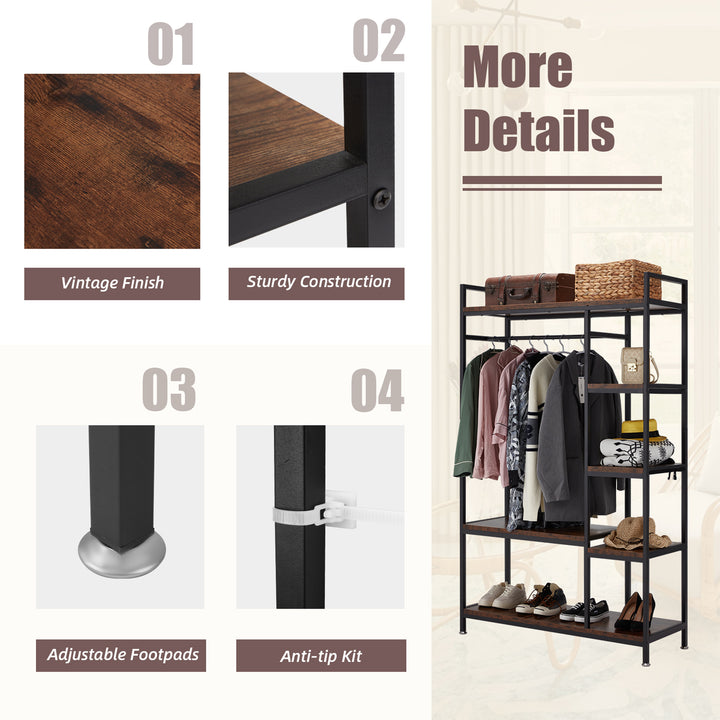 JOMEED Freestanding Closet Clothing Rack Organizer with Shelves (Used) - VMInnovations