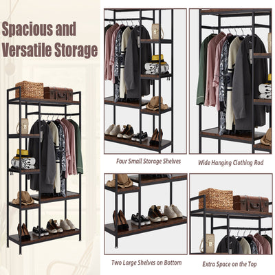 JOMEED Freestanding Closet Clothing Rack Organizer with Shelves and Hanging Rod - VMInnovations