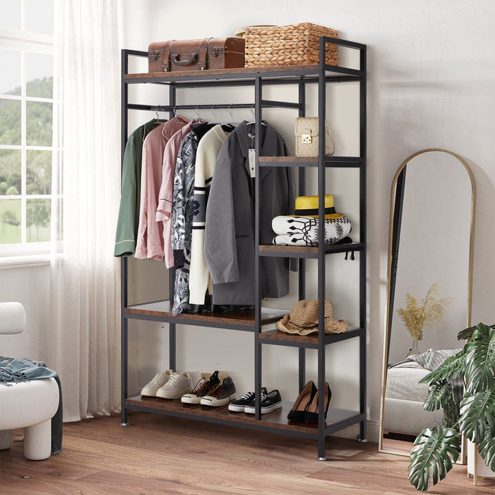 JOMEED Freestanding Closet Clothing Rack Organizer with Shelves (Used)
