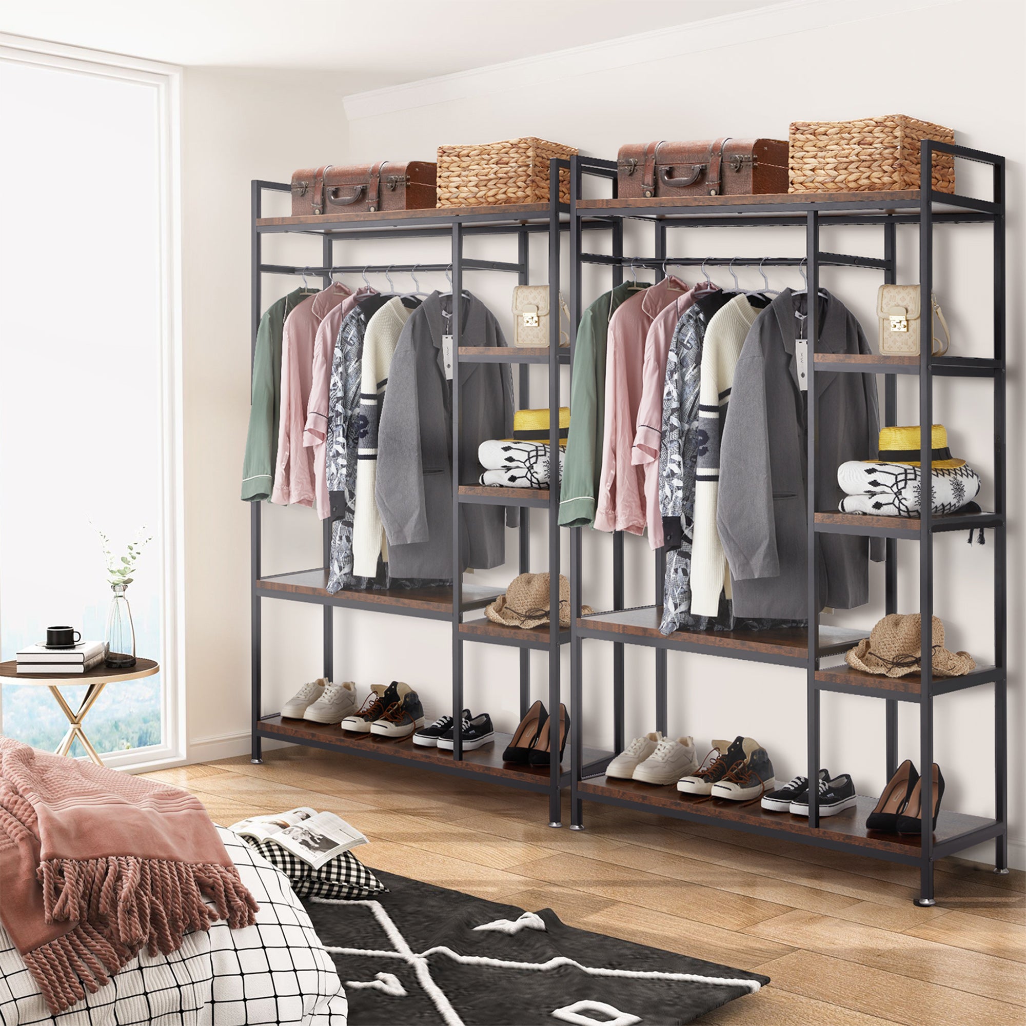 JOMEED Freestanding Closet Clothing Rack Organizer with Shelves (Used) - VMInnovations