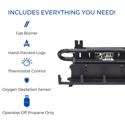 Duluth Forge 22" Ventless 32,000 BTU Propane Gas Fireplace Log Set, Winter Oak