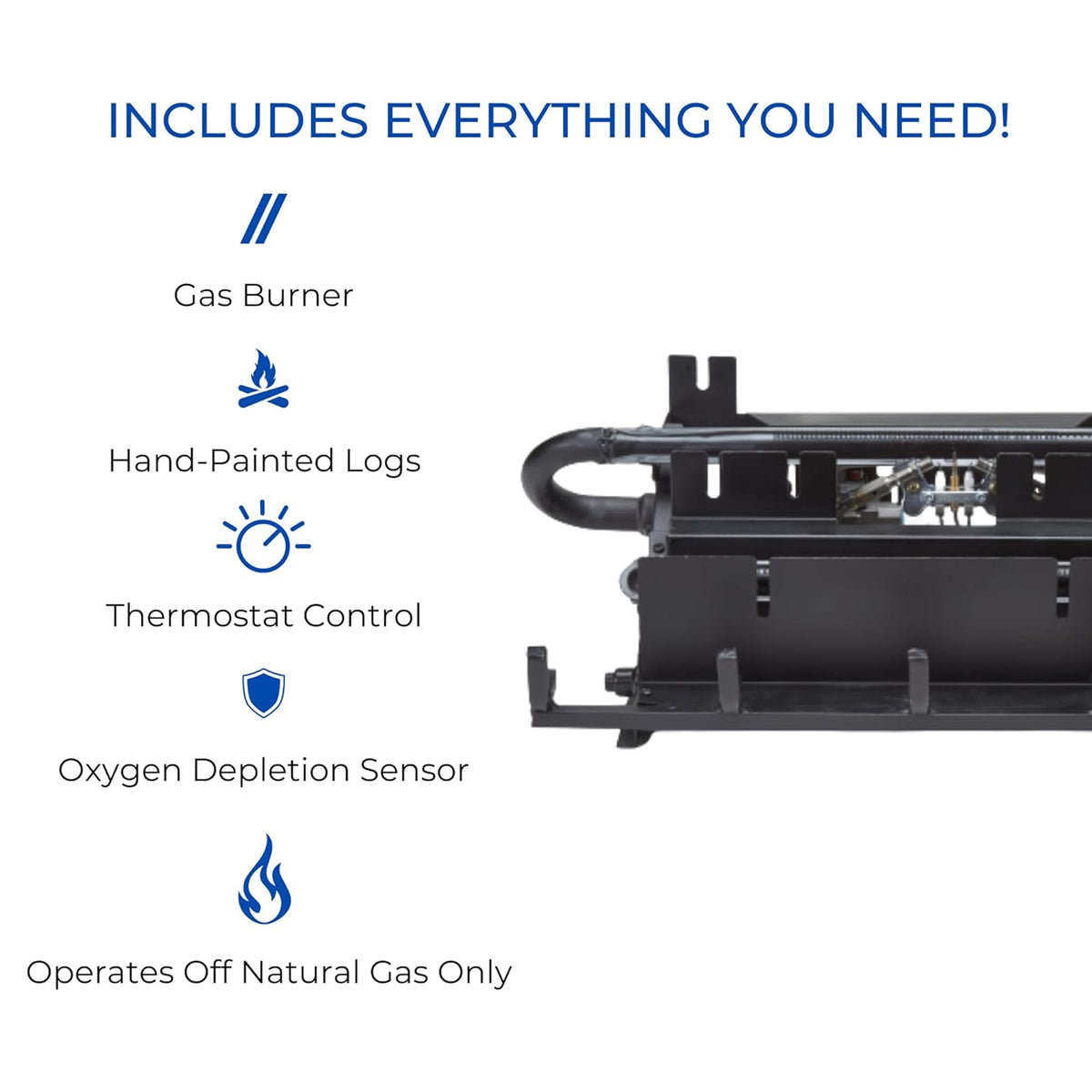 Duluth Forge 22" Ventless 32,000 BTU Natural Gas Fireplace Log Set, Winter Oak
