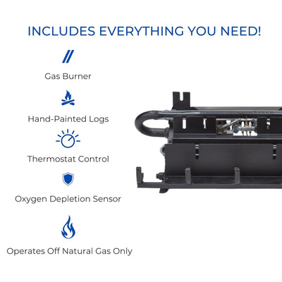 Duluth Forge 22" Ventless 32,000 BTU Natural Gas Fireplace Log Set, Winter Oak
