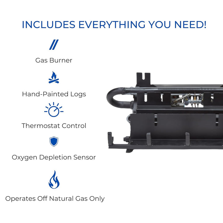 Duluth Forge 22" 32,000 BTU Natural Gas Fireplace Log Set, Winter Oak (Used) - VMInnovations