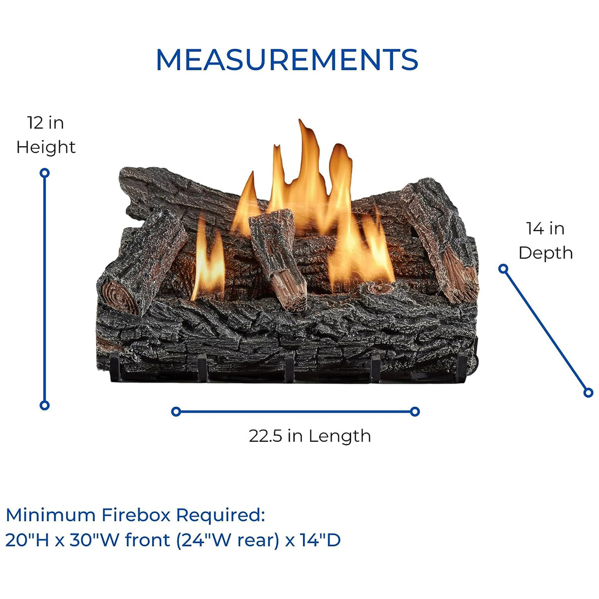 Duluth Forge 22" Ventless 32,000 BTU Natural Gas Fireplace Log Set, Winter Oak