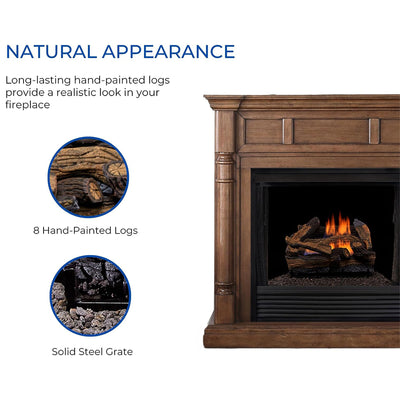 Duluth Forge 18" Dual Fuel Gas Log Set with Remote, Split Red Oak (Open Box)