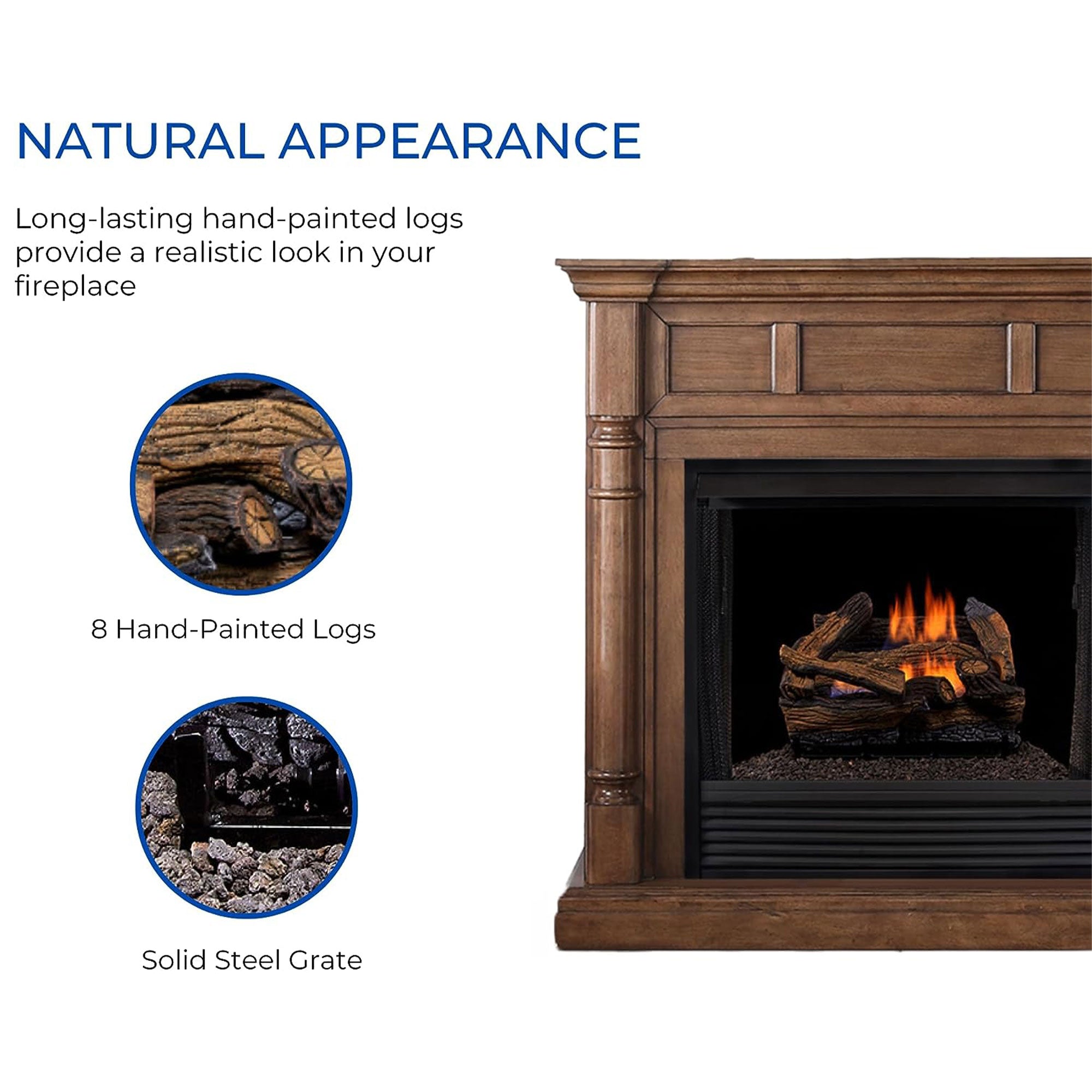 Duluth Forge 18" Ventless Dual Fuel Gas Log Set w/ Remote, Split Red Oak (Used)