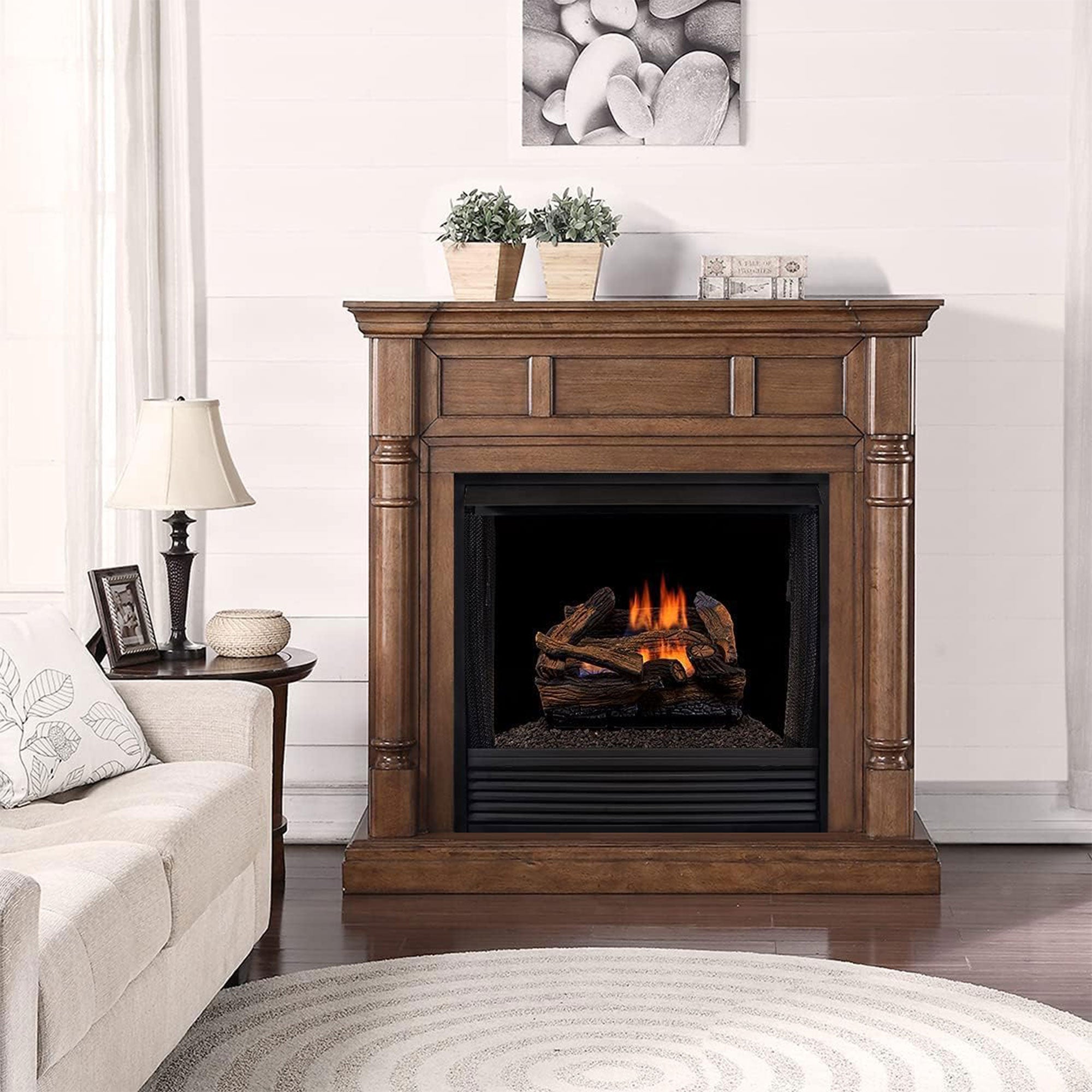 Duluth Forge 18" Dual Fuel Gas Log Set with Remote, Split Red Oak (Open Box)